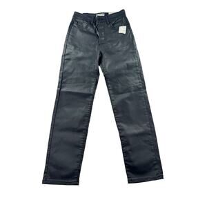 We the Free Pacifica High Rise Slim Straight Pants 25 Faux Leather Moto Biker